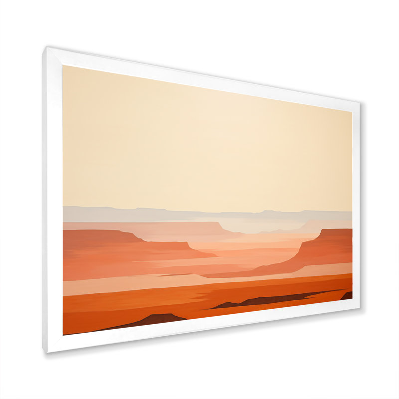 «Brown Minimalisme Canyon Calm I», Cadre simple blanc, H 34 po x l 44 po x P 1,5 po