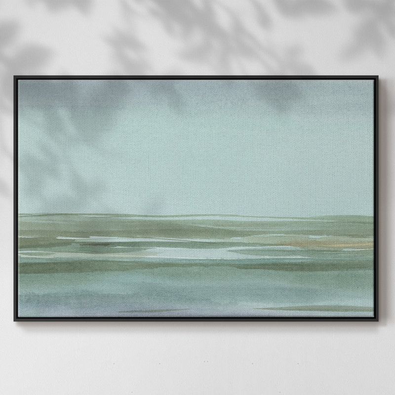 Toile encadrée de qualité supérieure Aqua Reflections II - prête à être accrochée, Noir, H 25 po x l 37 po x P 2 po