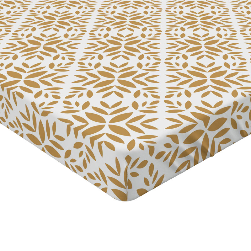 Drap-housse Ambesonne, Ivoire / motif floral brun pâle, Drap-housse de taille très grand