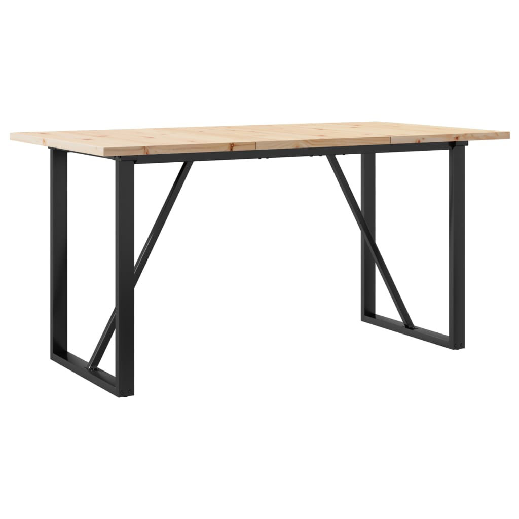 Vidaxl Dining Table Kitchen Dinner Table O-Frame Solid Wood Pine And Steel - Image 3