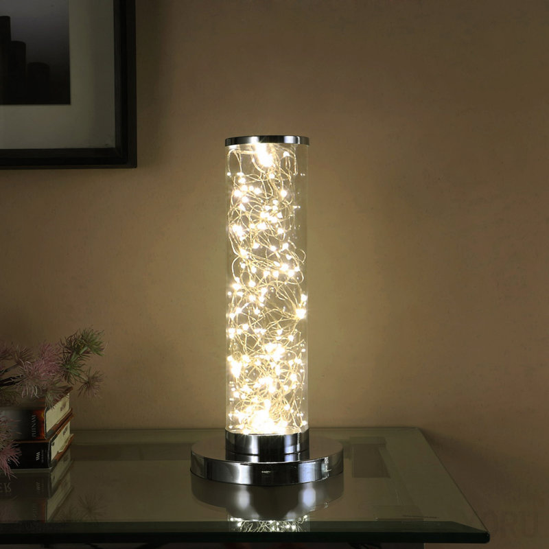 Lampe sur pied à colonnes transparentes 13 pouces Minari