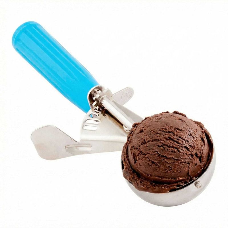 Pelle à biscuits en acier inoxydable de 2,75 onces, avec poignée bleue, pelle à biscuits, pâte à petits gâteaux ou crème glacée