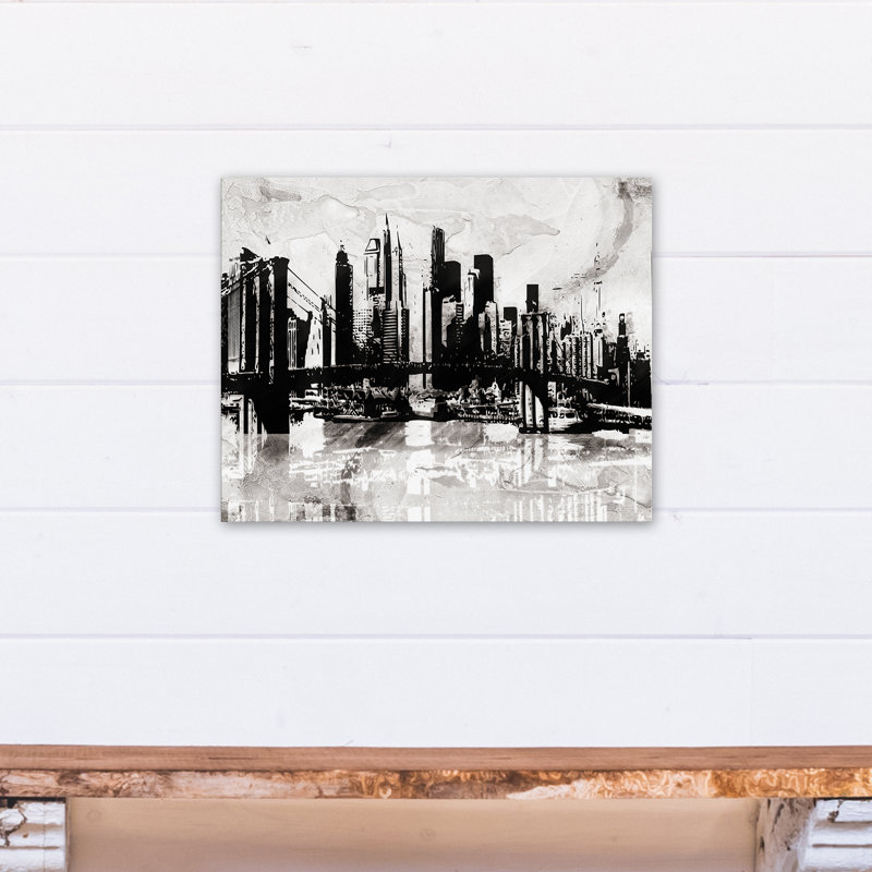 «Black and White Graffiti City Skyline», impression sur toile