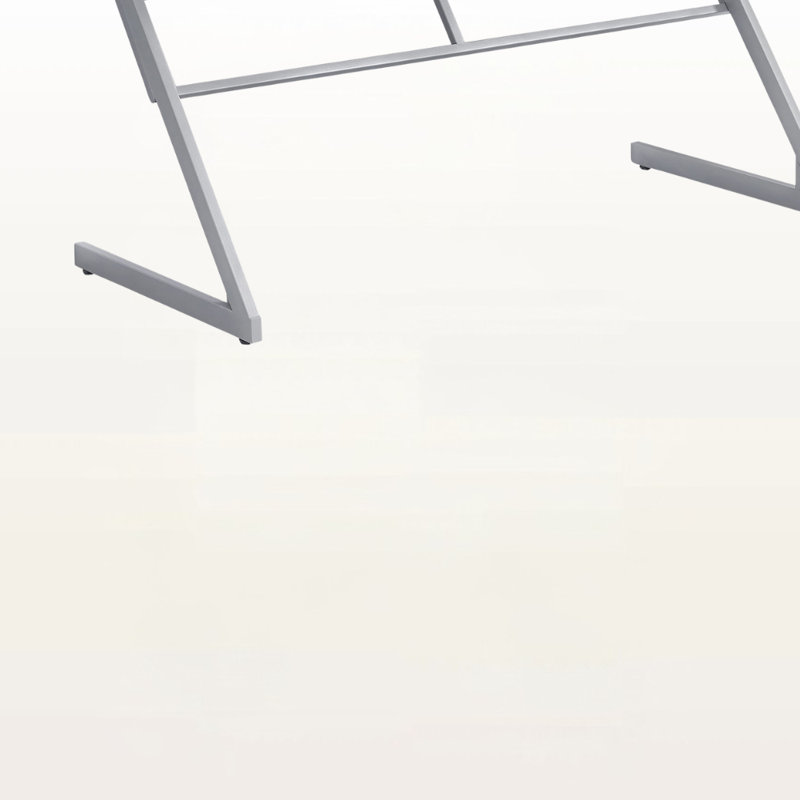 Aric White Finish Computer Desk with Z-Shaped Silver Metal Legs, 29.78" H X 47.76" W X 21.84" D