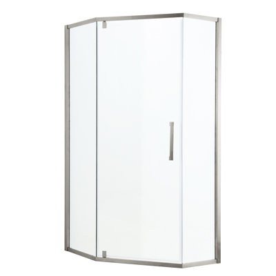 34-1/8" X 72" Bathroom Shower Enclosure, Semi- -angle, Brushed Nickel - Modern Touch -angle 72", Practical Upgrade