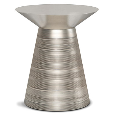 Table de bout ronde en métal argenté 20 po