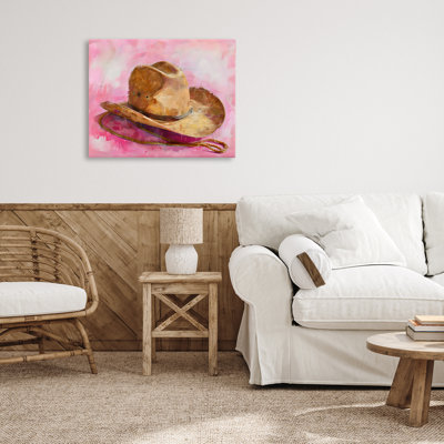 Chapeau de cow-boy sur toile rose, design par LSR Design Studio