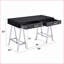 Bureaux | Bureau d'écriture à 2 tiroirs Coleen, noir brillant et amp; Chrome | Métal, bois synthétique-438281759