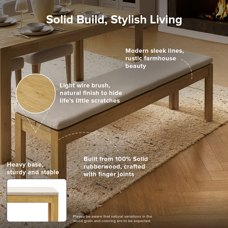 Logan Dining Bench, 18.1" H x 63.7" W x 15.9" D