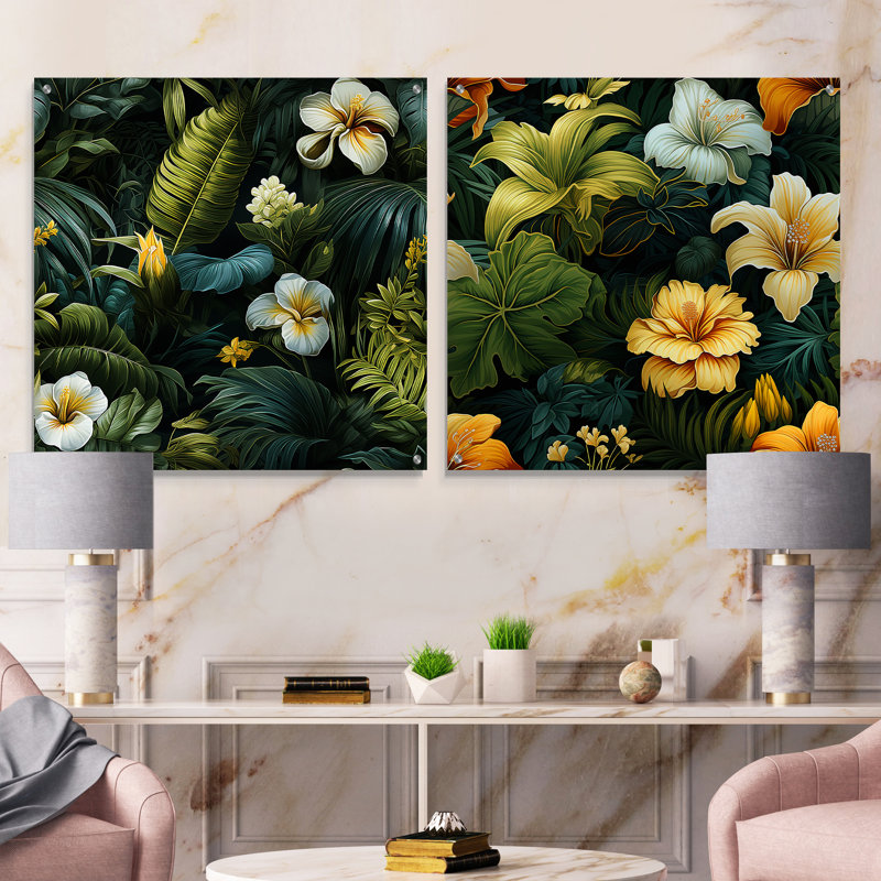 Friederike - ensemble de 2 art mural en verre acrylique, H 16 po x l 33 po
