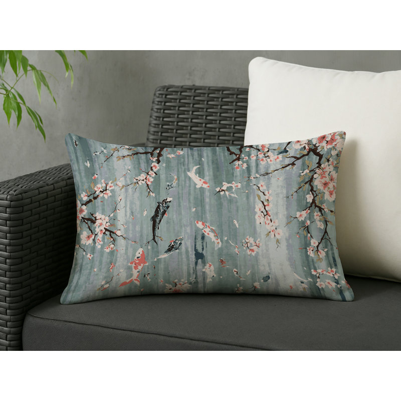 Coussin décoratif intérieur et extérieur Modern, Gris floral 7, Rectangle H 18 po x l 25 po