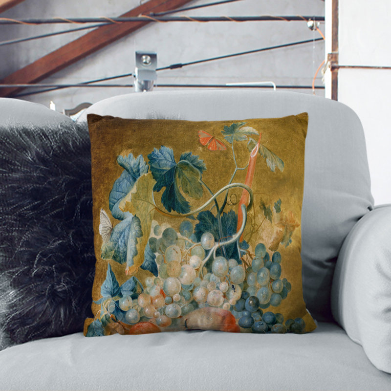Still Life With Flowers And Fruit Vol.3 Square Throw Cushion, White, 40cm H x 40cm W x 15cm D