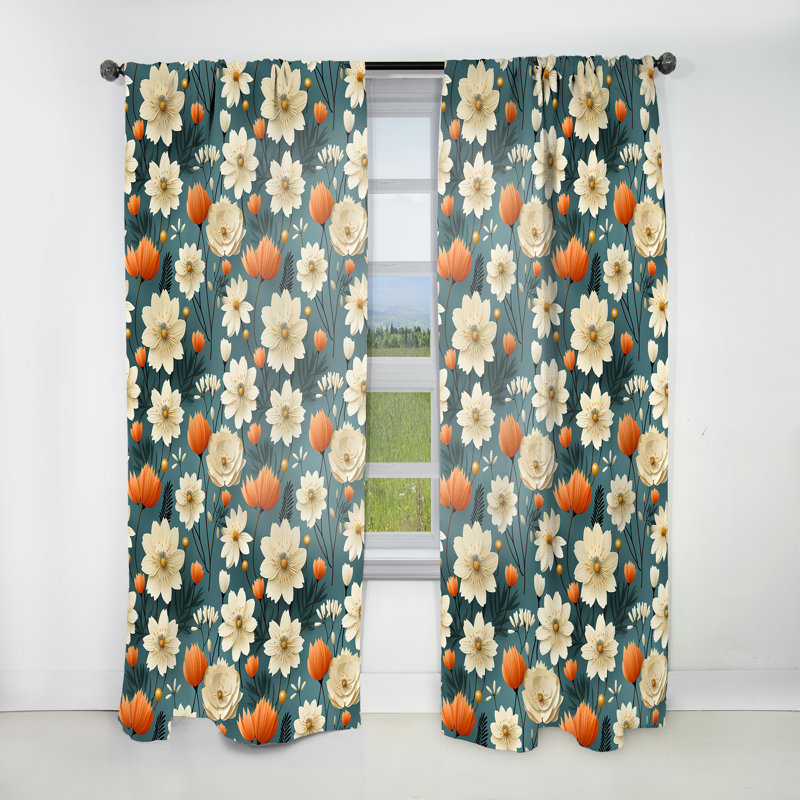 Mod Botanical Allure II - Rideau Mid-Century - Rideau géométrique obscurcissant - 1 panneau, L 52 po x L 120 po