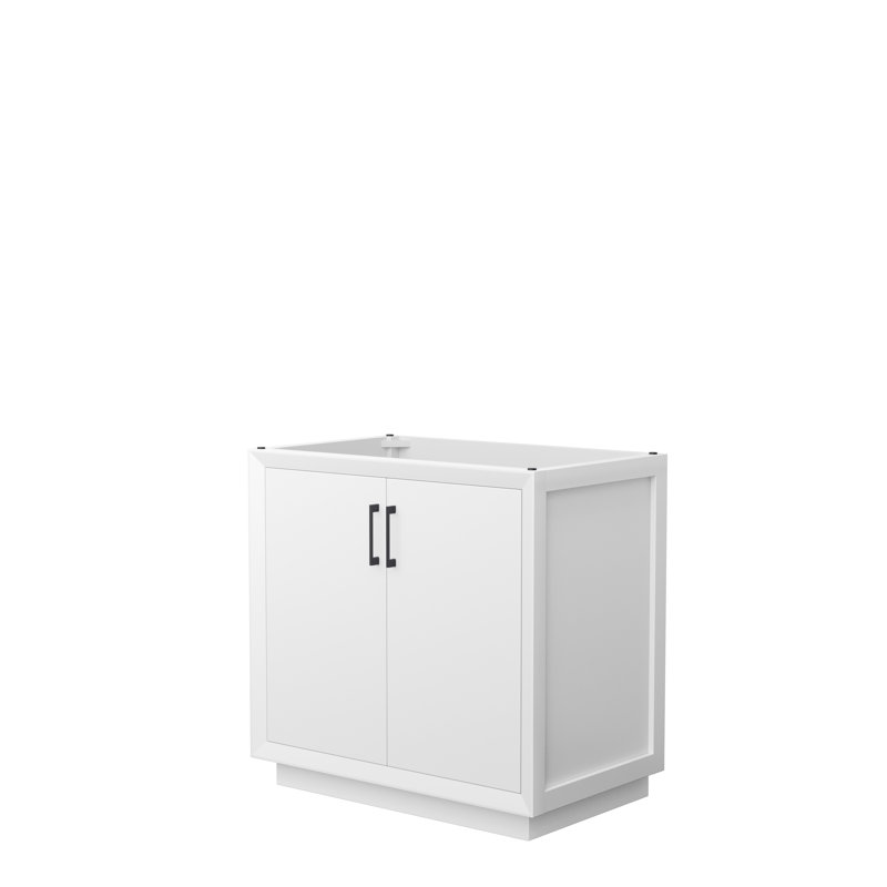 Strada 35.25'' Single Bathroom Vanity Base Only, White/Black