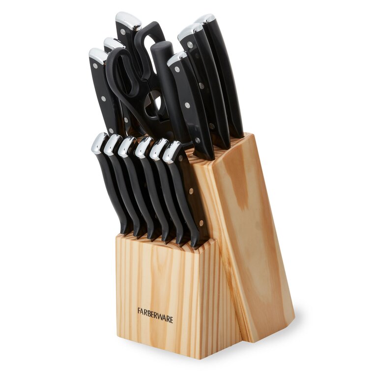 Farberware 15-Piece Forged Triple Riveted Knife Block Set, High