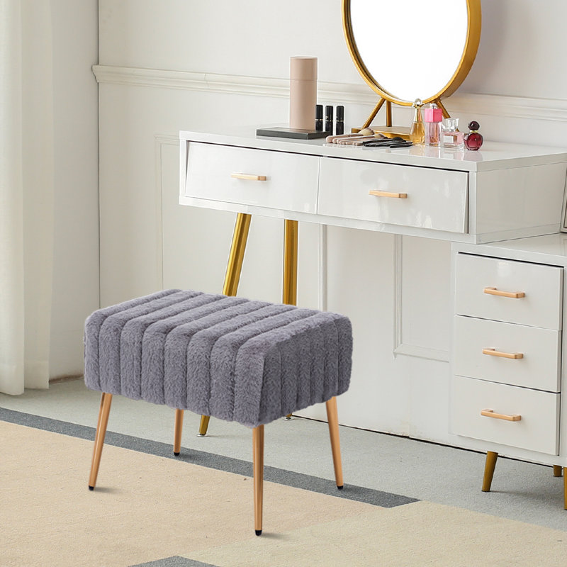 47cm Wide Rectangle Solid Colour Footstool Ottoman, Grey