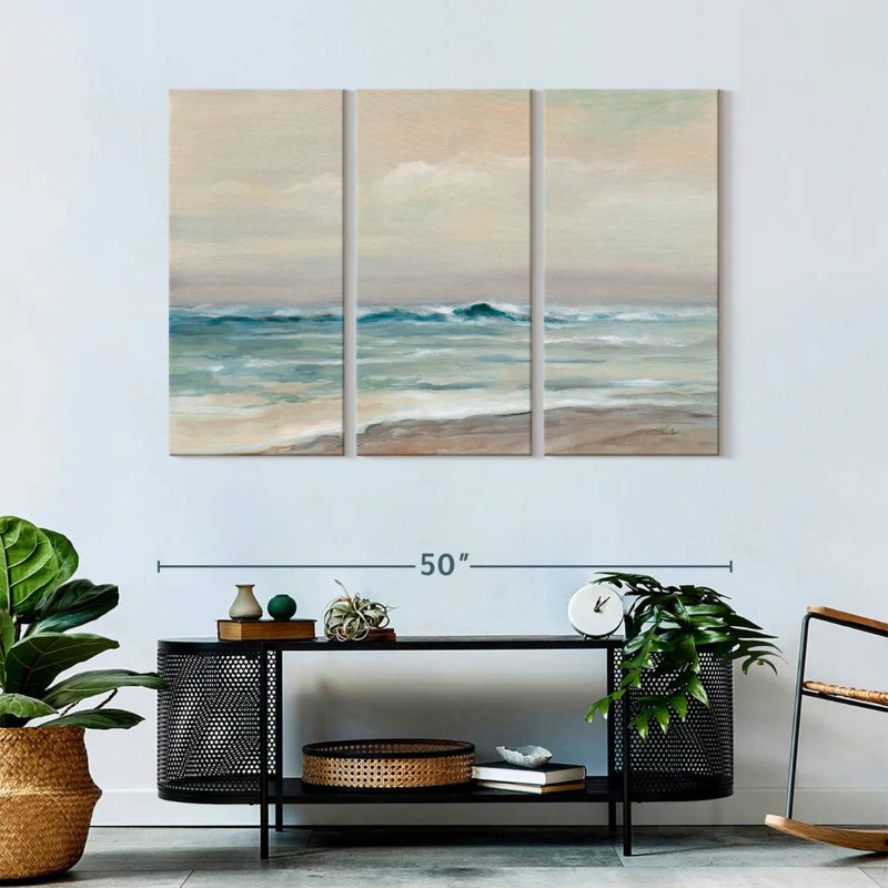 «Whispering Ocean Waves», 3 pièces, H 32 po x l 50 po x P 1,25 po