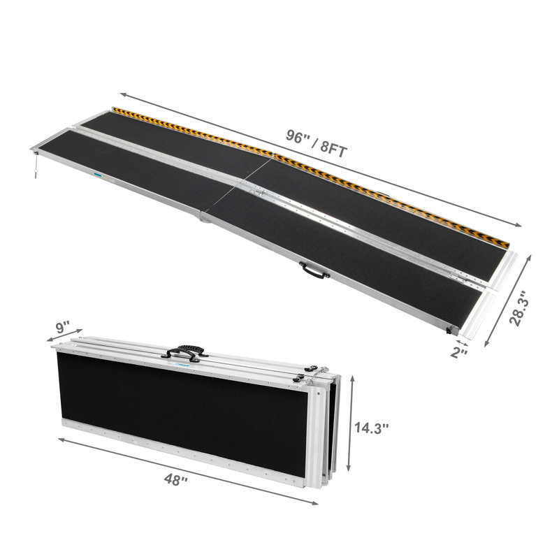 Winado Aluminum Foldable Portable Ramp, 2" H x 28" W x 98" L