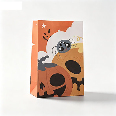 Candy storage containers Halloween Treat Bags 8 Designs 13x22cm Paper Candy Gift Bags Goodie Bags With Halloween Witch Ghost Pumpkin Skull Halloween Party Bags For Kids Halloween Decora