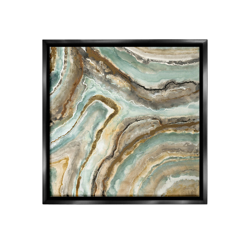 "Motif minéral Geode" par Liz Jardine sur toile, Cadre flottant noir de jais, H 18 po x l 18 po