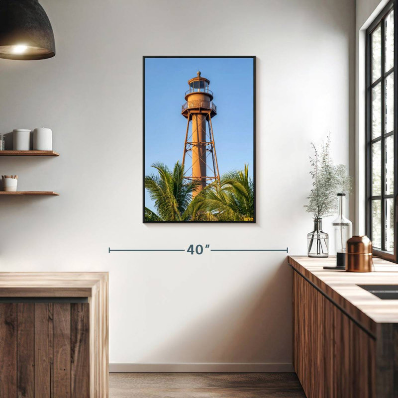 Phare de Sanibel Island, 25 po x 37 po, Cadre flottant noir
