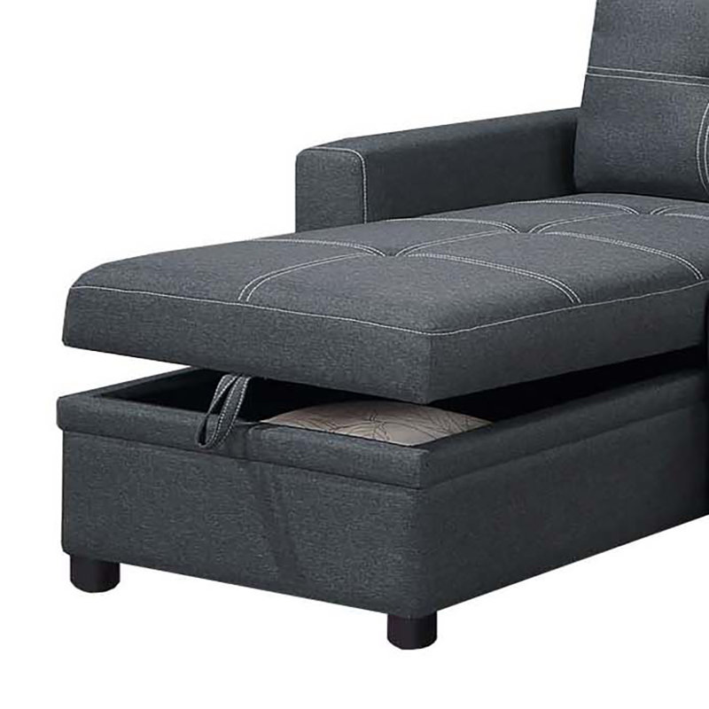 Convertible Sectional, Charcoal Fabric