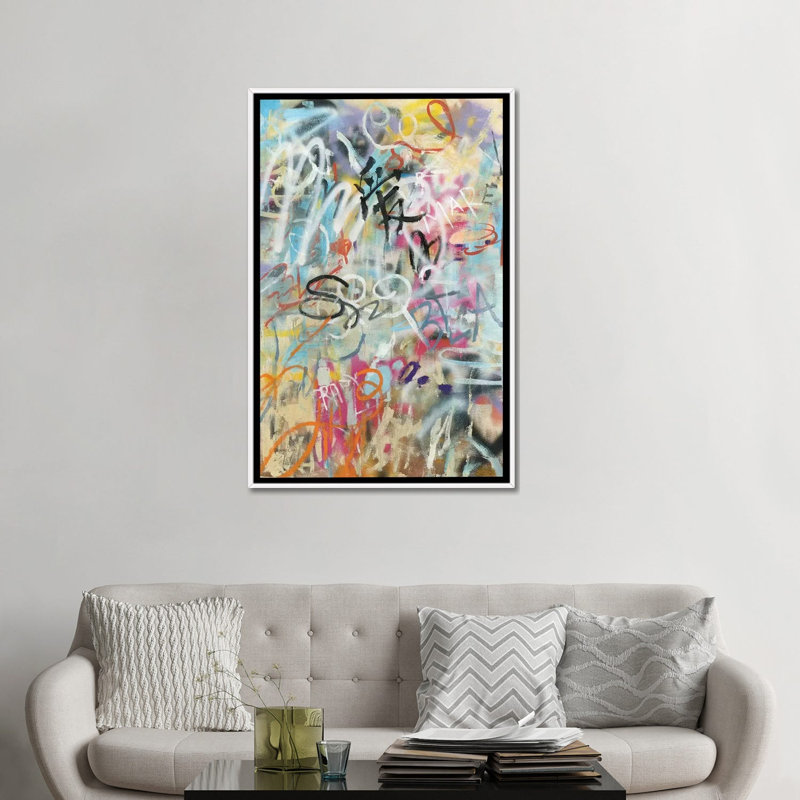 « Graffiti Love » par Danhui nai, reproduction d’art, Pas de tapis, H 48 po x l 32 po x P 1,5 po, Toile blanche encadrée