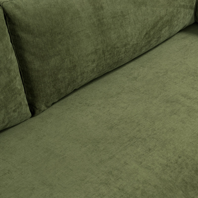 Distressed Green Velvet 90.5'' Upholstered Sofa with Bolster Pillows