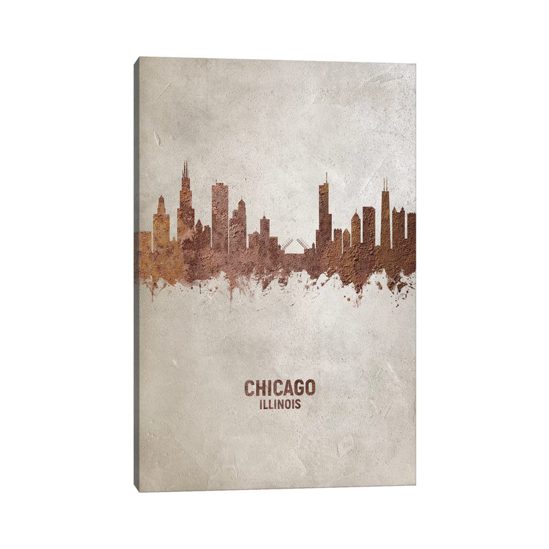 Chicago Illinois Skyline Rust by Michael Tompsett - Wrapped Canvas Gallery-Wrapped Canvas Giclée