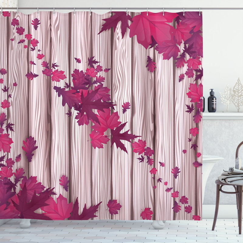 Ensemble de rideau de douche et crochets Autumn, H 69 po x l 75 po, Magenta