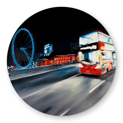 Bus travel by night - Car Bedroom Round Outdoor Area Rug