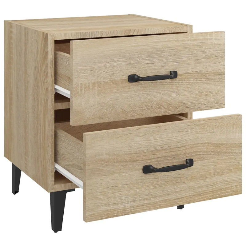 Jemena 40cm W Solid + Manufactured Wood Bedside Table, Individual, Sonoma Oak