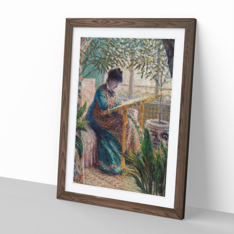 Madame Monet by Claude Monet - Picture Frame Painting, 48cm H x 36cm W x 2cm D, Walnut Framed