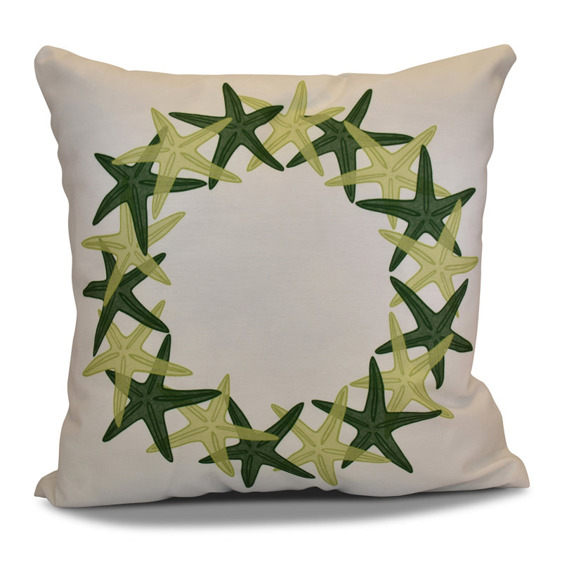Coastal Christmas Reversible Throw Pillow, 16" H x 16" W, Green