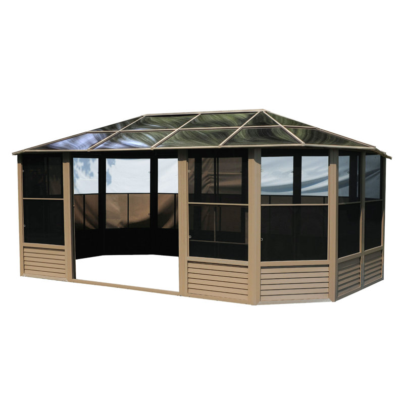 Gazebo Penguin Florence Solarium 12 Pi x 18 Pi Toit De Polycarbonate En Sable, Beige, 18 pi L x 12 pi P