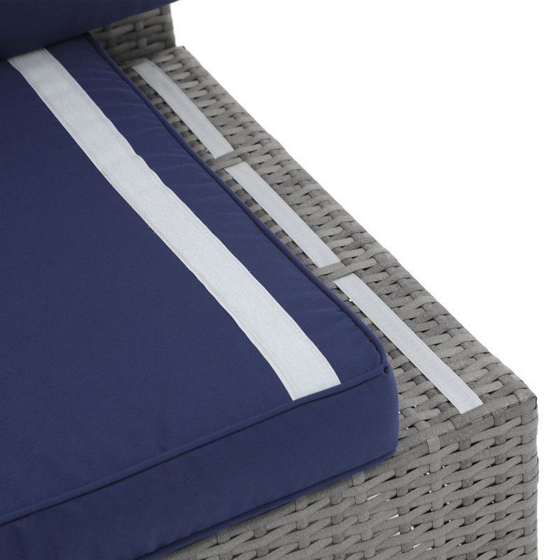 Abler 3-Person Wicker Modular Patio Conversation Set with Cushions, Gray/Navy