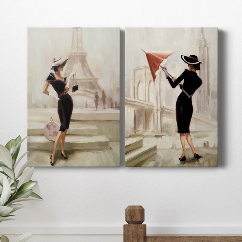 «Love, from Paris», ensemble de 2 peintures, H 48 po x l 64 po x P 1 po, Toile tendue