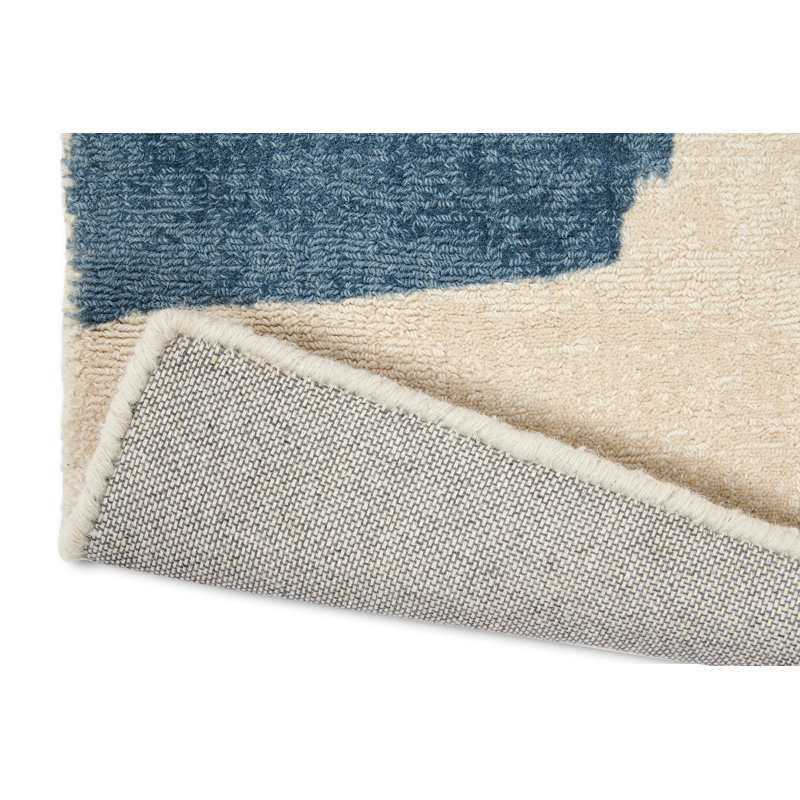Tapis beige rectangulaire en laine touffeté à la main Yalissa, Rectangle 5 pi 3 po x 7 pi 6 po