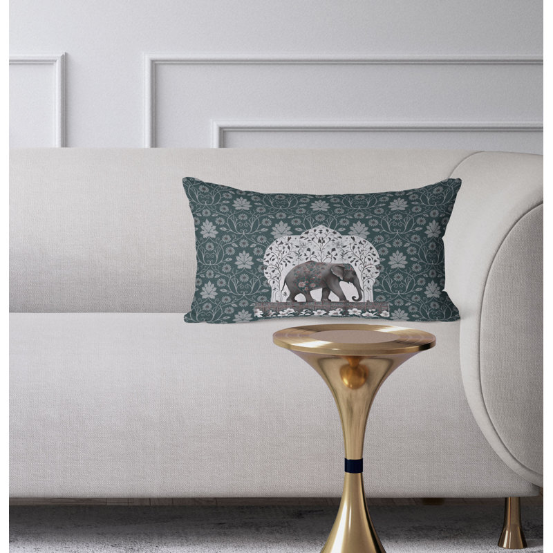 Coussin Mystic Elephant, Vert / gris