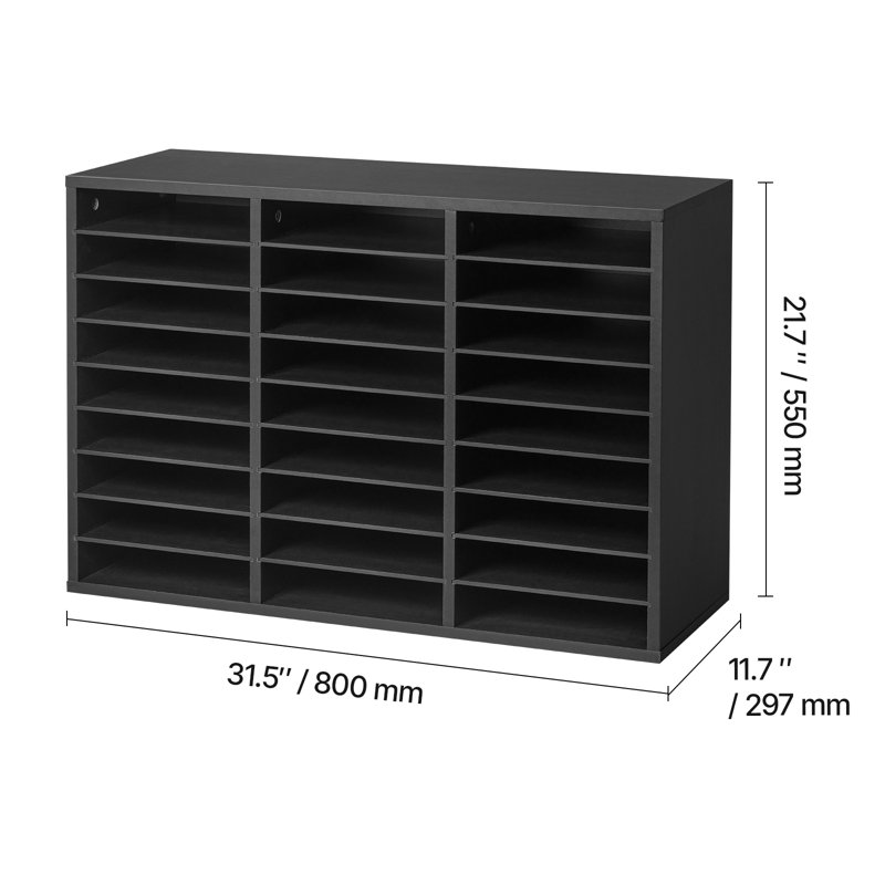 Organisateur de documents, boîte aux lettres de bureau 27 compartiments avec tablettes amovibles, trieur de boîtes aux lettres en bois