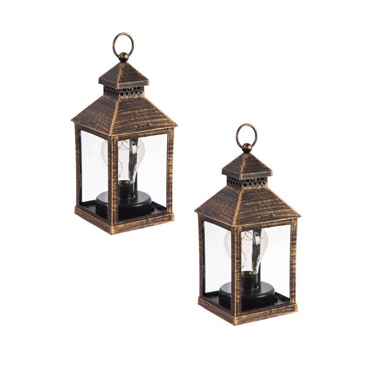 Metal Lantern with Battery Operated Candle - 13 Black