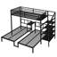 Lit superposé triple en métal avec bureau et tablettes, conception peu encombrante