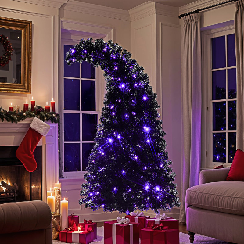 Arbre de Noël artificiel incurvé pré-éclairé