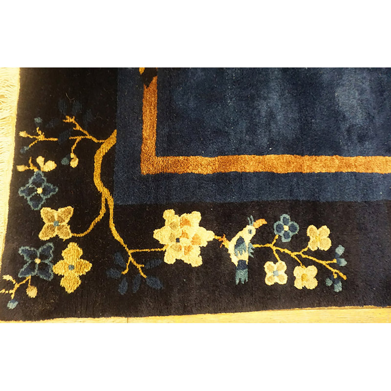 Wool Rectangle 1920s Knotted Chinese Hallway Runner Blue - Peking Antique Rug