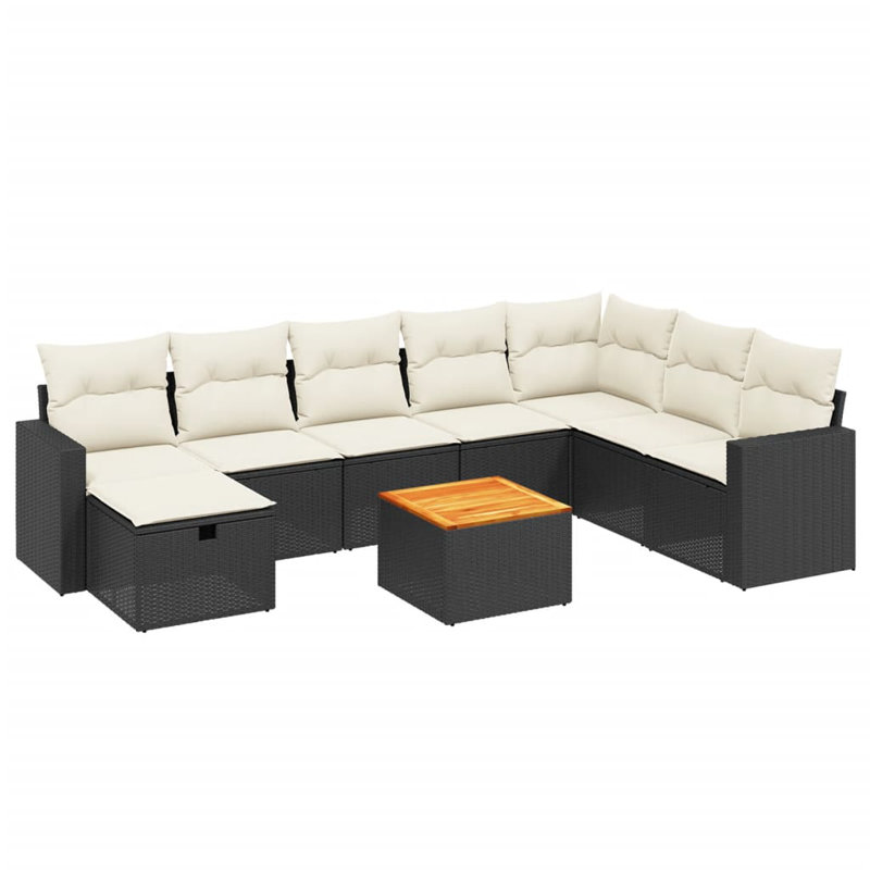 Ensemble de canapé de jardin Vidaxl noir, blanc crème