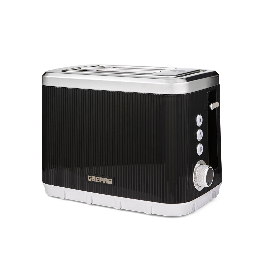 GEEPAS Arcus 2 Slice Toaster | 7 Browning Levels Cancel Defrost Reheat | For Thin Small Bread Slice Removable Crumb Tray Cool Touch Housing High Lift