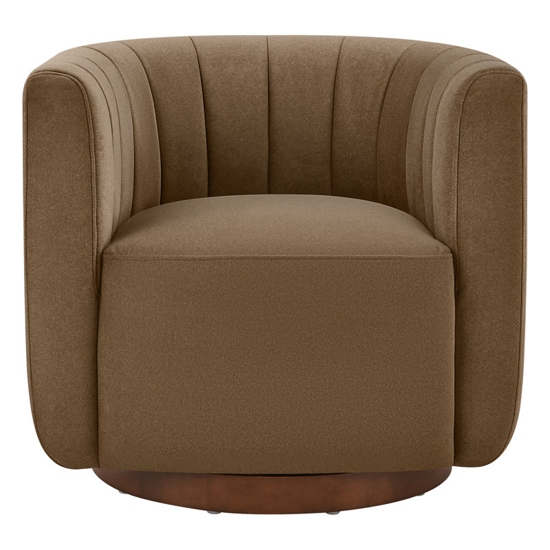 Augustine Upholstered Swivel Armchair, Vesper Tobacco Performance Velvet