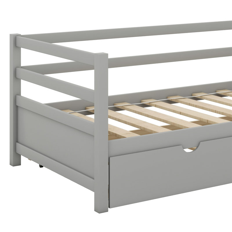 Lit de jour en bois avec couchette Shantee, Gris