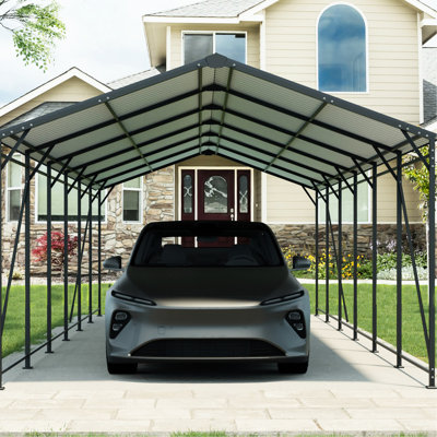12 * 21 pi, robuste, extérieur, abri de voiture en métal, stable, surfaces variées, véhicules extérieurs galvanisés, conditions difficiles, structure stable, boue