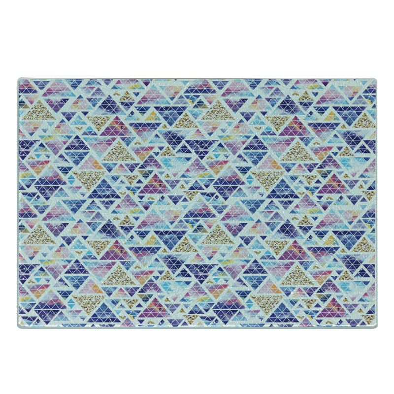Ambesonne Geometric Tempered Glass Cutting Board Triangular Space Art Multicolor